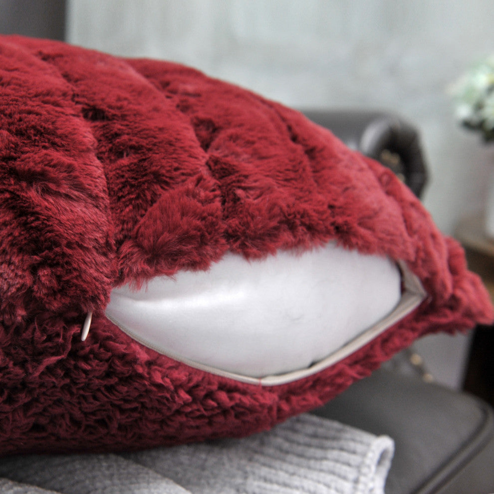 Super Mink Throw Pillow Covers, Set of 4, Jester Red, 20''x20''