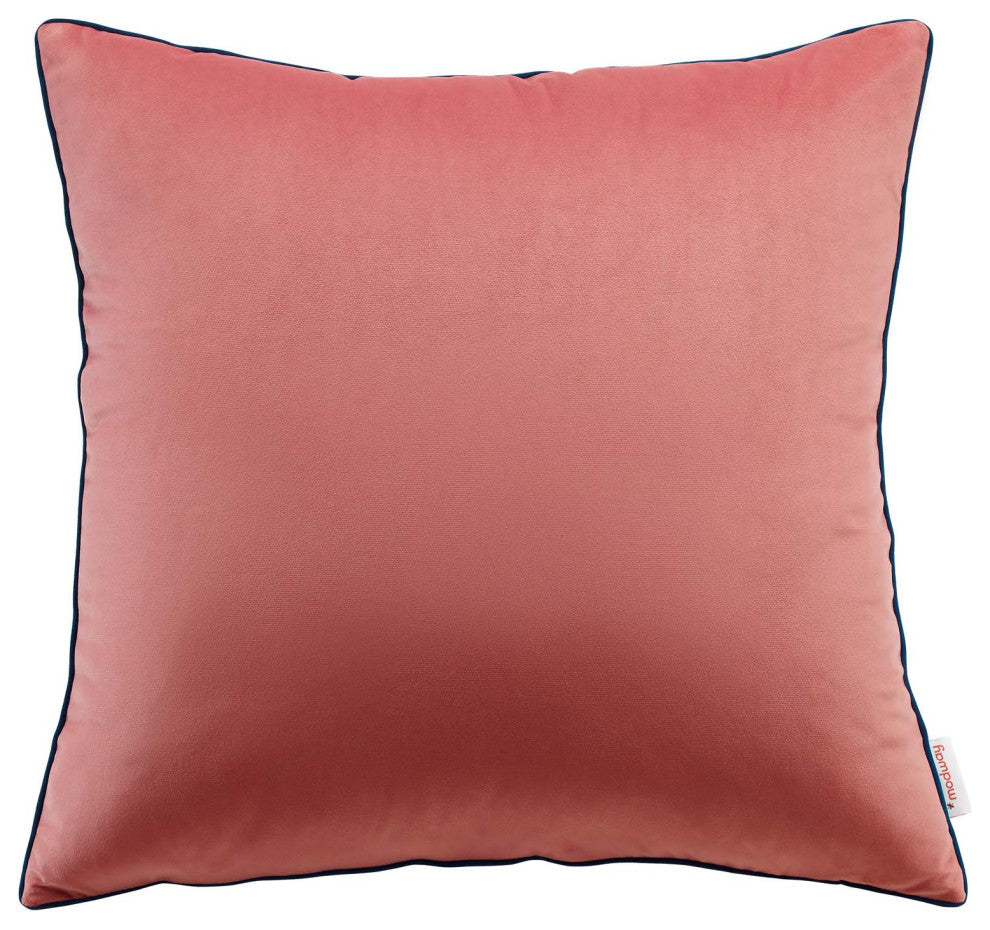 Accentuate 24" Performance Velvet Throw Pillow, Blossom Navy