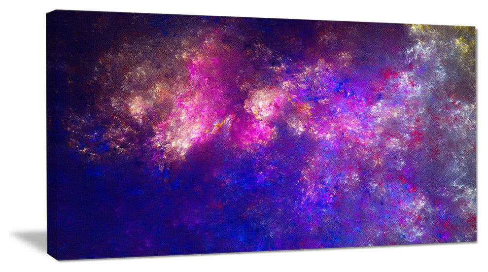 Clear Purple Starry Fractal Sky, Oversized Abstract Canvas Art Print, 60x28