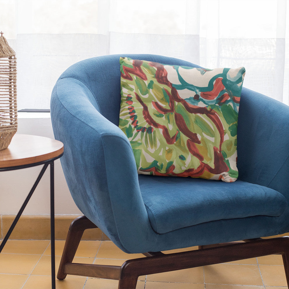 Plutus Blue Garden Graphic Print Luxury Throw Pillow, 12"x20"