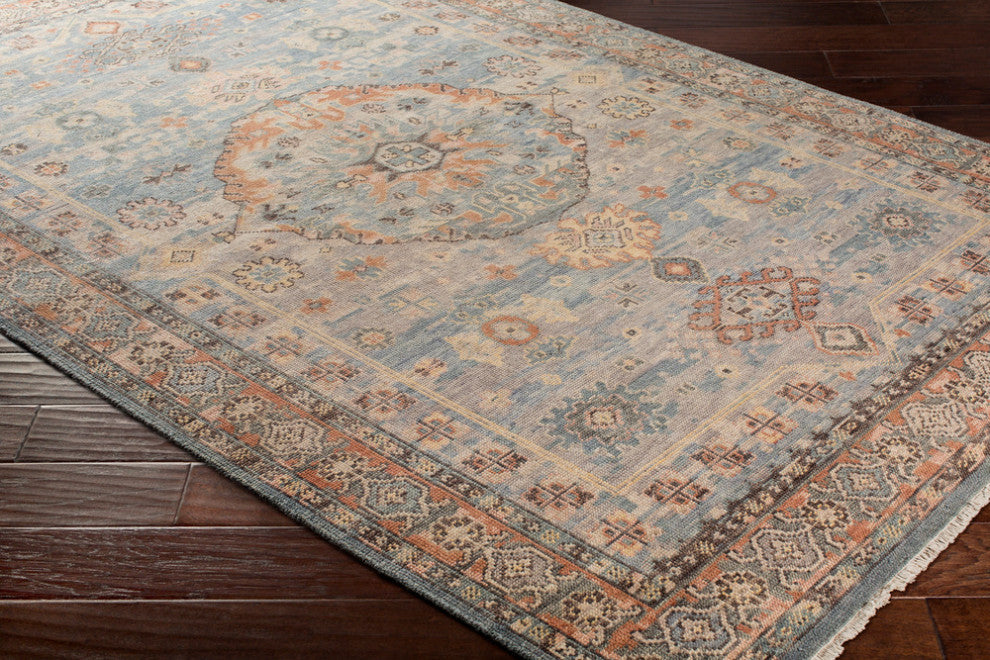 Surya Cappadocia CPP-5028 Traditional Area Rug, Aqua, 9' x 13' Rectangle