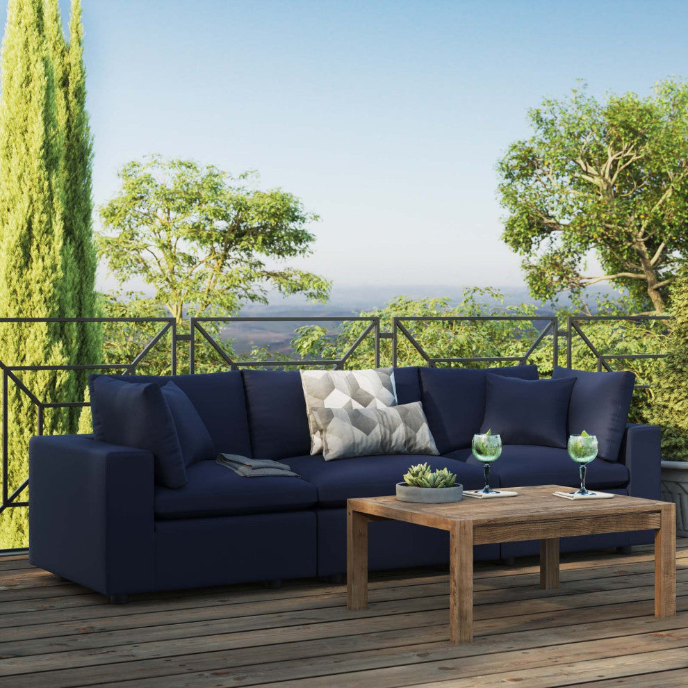Modular Lounge Deep Sofa, Blue Navy, Modern, Outdoor Patio Bistro Hospitality
