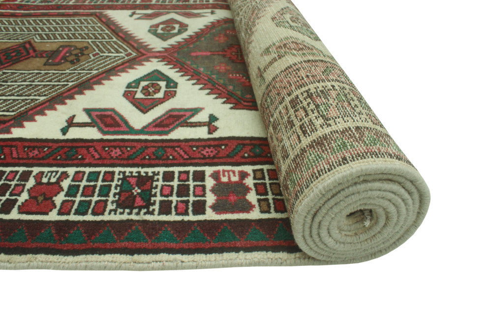 Fine Vintage Distressed Ailyn Ivory/Rust Runner, 3'5x10'5