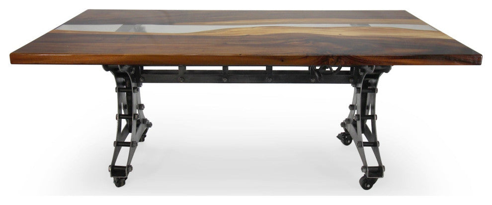 Walnut Live Edge Slab Dining Tabletop - Clear River Resin - 80 x 40 x 2"