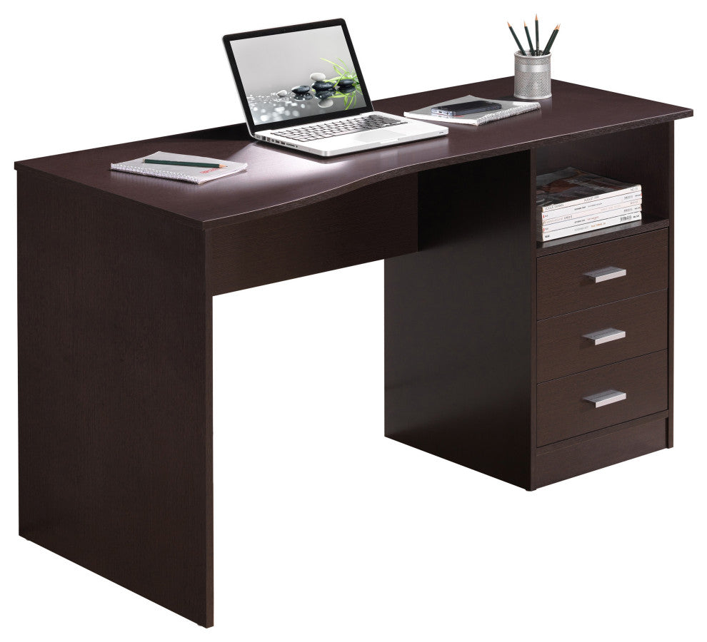 Techni Mobili Classy Computer Desk with 3 Drawers in Espresso