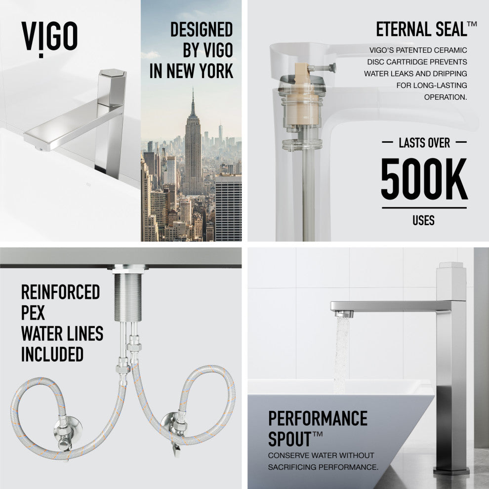 VIGO Nova 10" H Single Handle Single Hole Bathroom Vessel Faucet, Chrome
