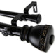 Kettle 1" Double Curtain Rod, Black, 28"-48"