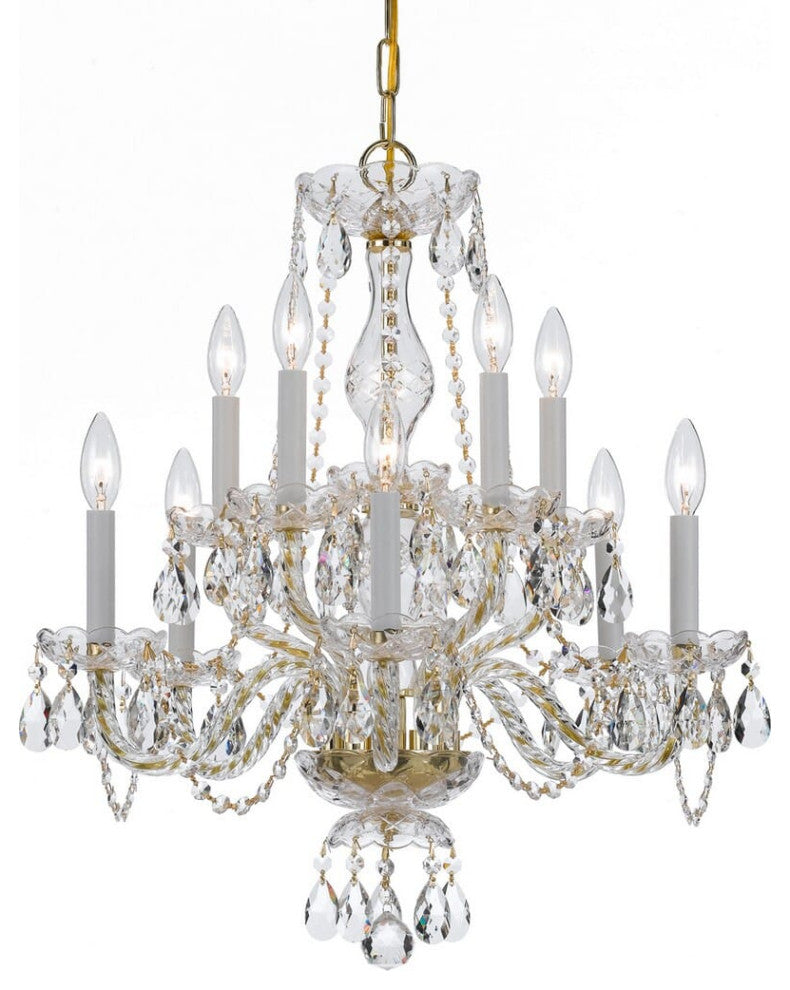 Traditional Crystal 10-Light 25" Traditional Chandelier in Polished Brass with