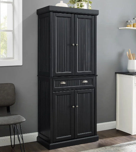 Seaside Kitchen Pantry, Distressed Black Finish