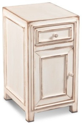 Rustic Solid Pine Wood Painted White Nightstand With Storage