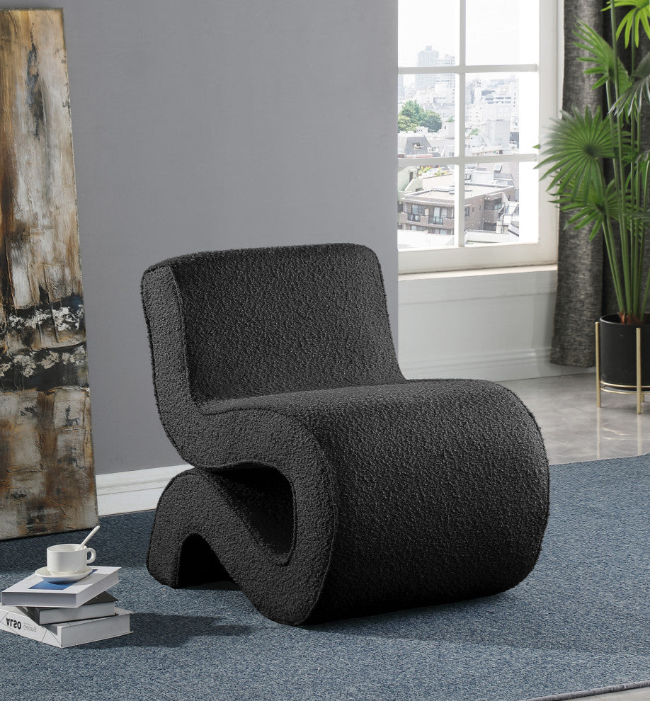 Desiree Boucle Fabric Upholstered Accent Chair, Black