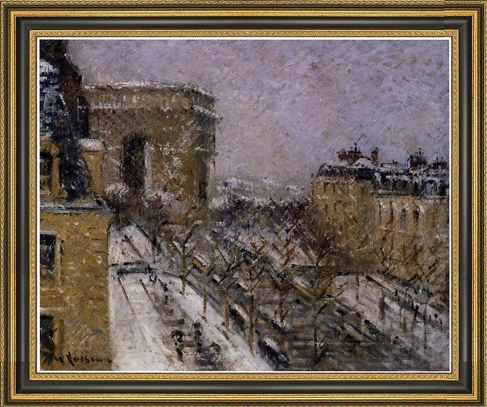 Gustave Loiseau Arc de Triomphe in the Snow Framed Premium Canvas Print, 16"x20"