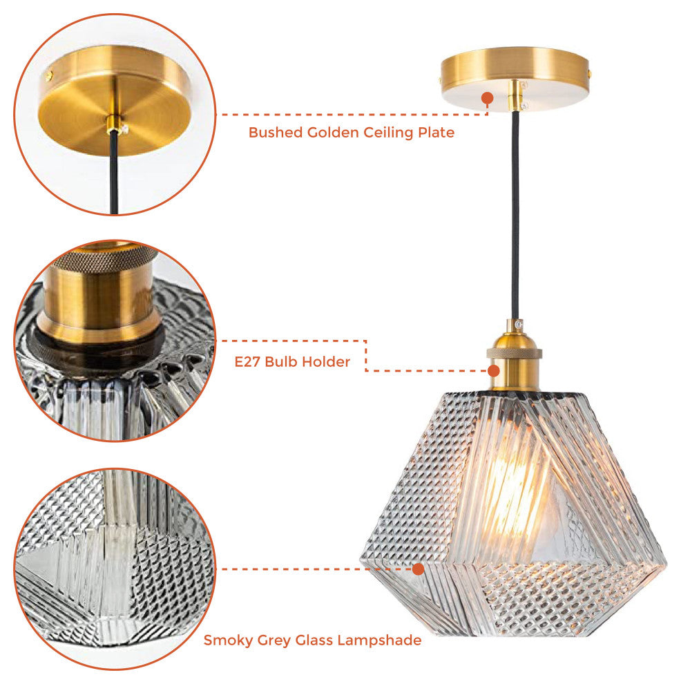 1 Light kitchen island light Grey and Gold vintage pendant light