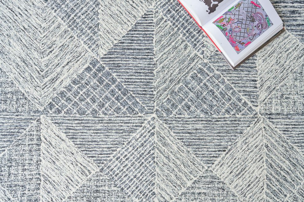 Caprice Handmade Hand-Tufted Wool Black/Ivory Area Rug, 10'x14'