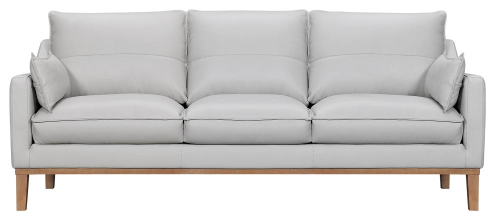 Pompeii 87" Dark Brown Leather Sofa, Dove Gray