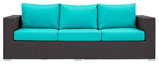 Modway Convene Outdoor Patio Sofa, Espresso Turquoise