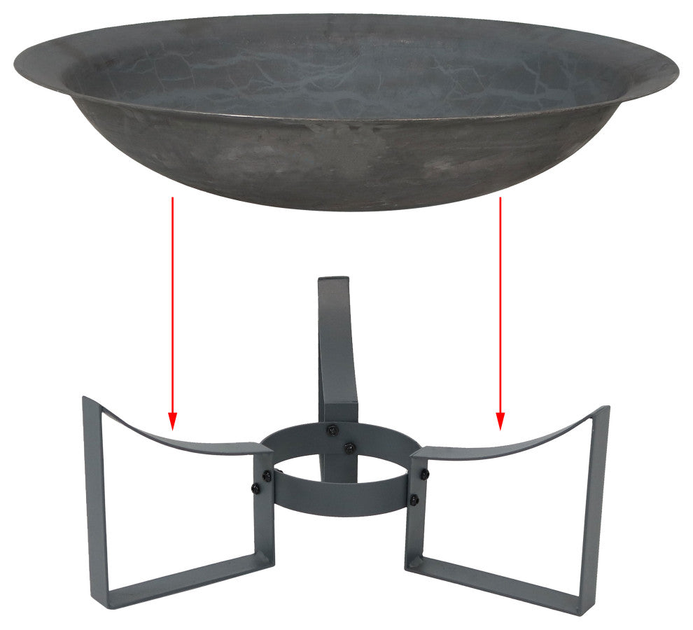Sunnydaze Outdoor Modern Cast Iron Fire Pit Bowl With Stand, 23"
