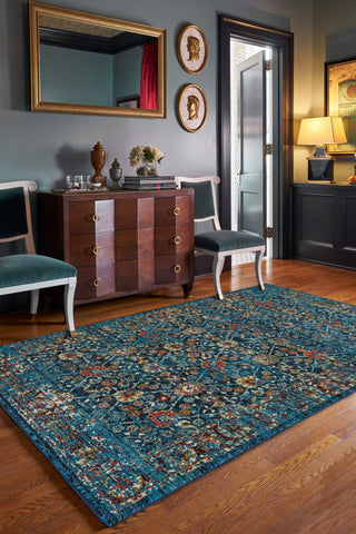 Benz-Kayseri Runner Machine Woven Rug, Dark Blue, 3'x9'10"
