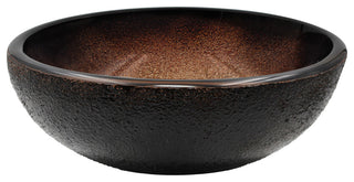 Mini 12" Black and Copper Glass Vessel Sink Combo Set