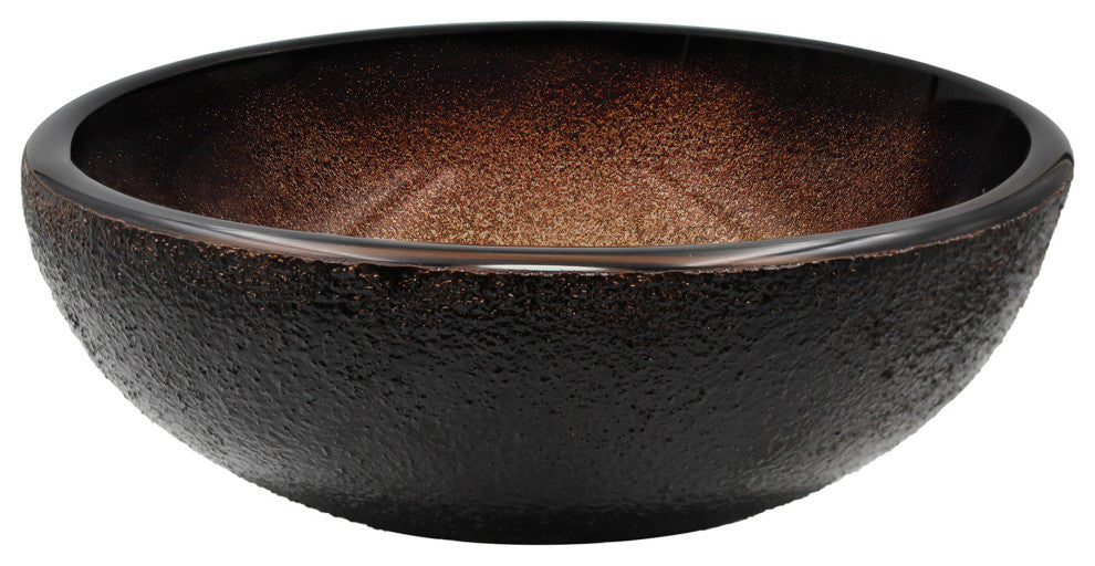 Mini 12" Black and Copper Glass Vessel Sink Combo Set