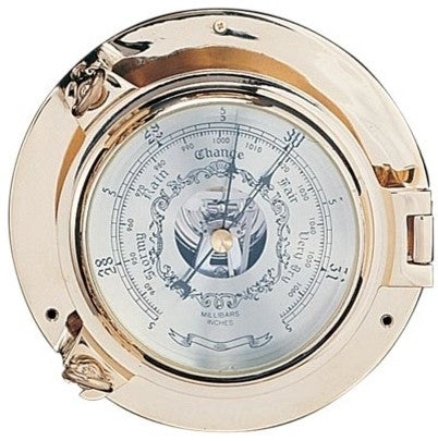 9" Polished Brass Porthole Barometer