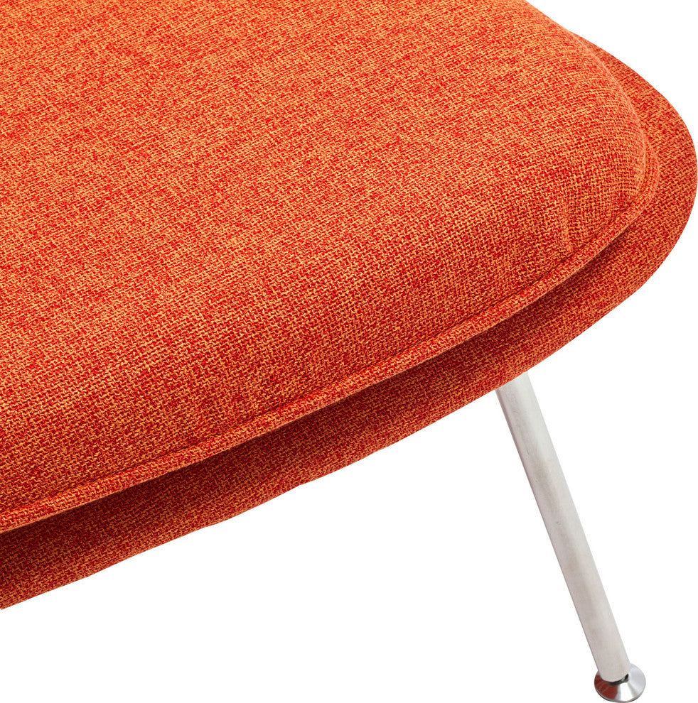 Modern Contemporary Living Room Lounge Chair and Ottoman, Orange Tweed
