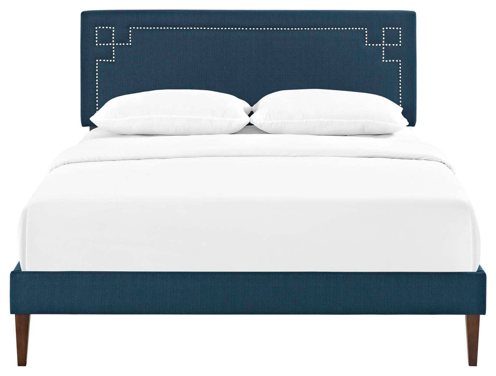 Modway Ruthie King Platform Bed With Squared Tapered Legs, Azure