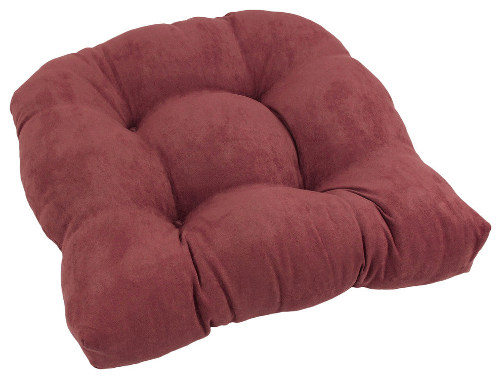 19" U-Shaped Micro Suede Tufted Dining Chair Cushion, Red Wine