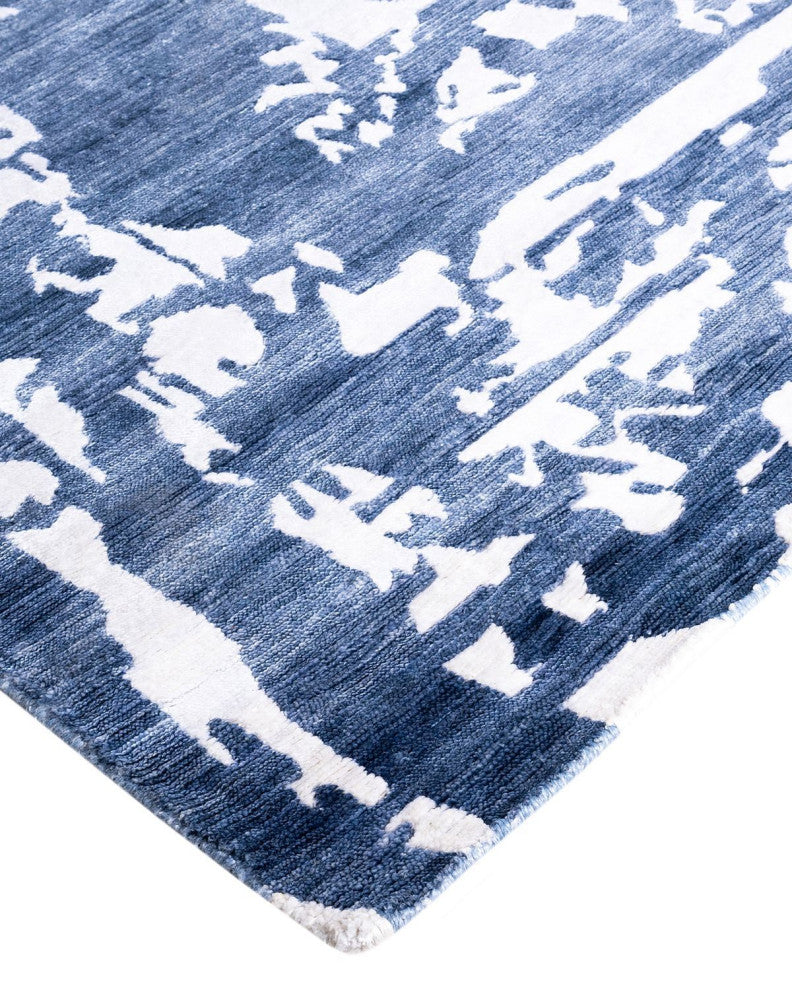 Modern, One-of-a-Kind Hand-Knotted Area Rug - Blue, 9' 2" x 12' 0"