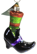 Old World Christmas 3.75In Witches Shoe, Glass, Halloween Witch Boot 26086