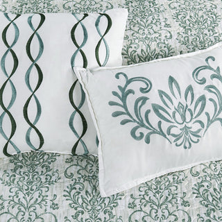 Mayfair 6 Piece Quilted Printed Bed Spread, Mint Green/Lime/Mint, King