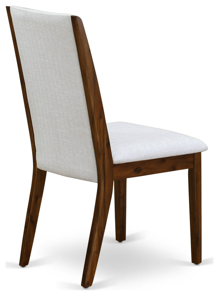 3Pc Table, Chairs Dining Set, 2 Grey Kitchen and Dining Chairs, Acacia Walnut