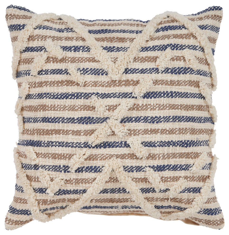 Textured Stripe Cotton Throw Pillow