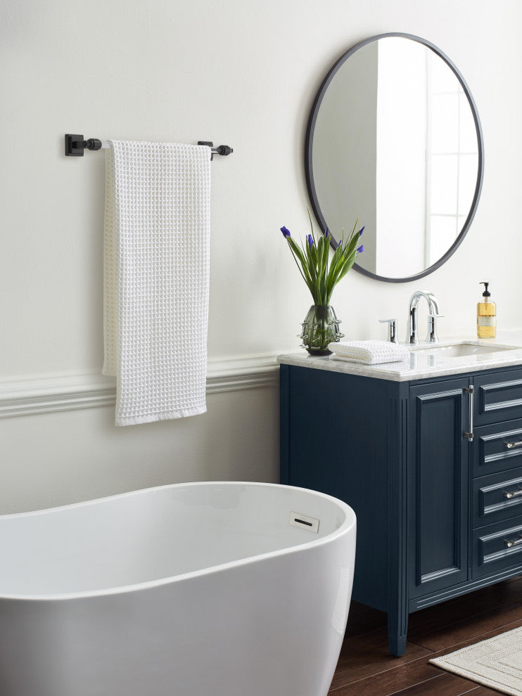 Amerock Glacio Contemporary Towel Bar, Clear/Matte Black, 18" Center-to-Center