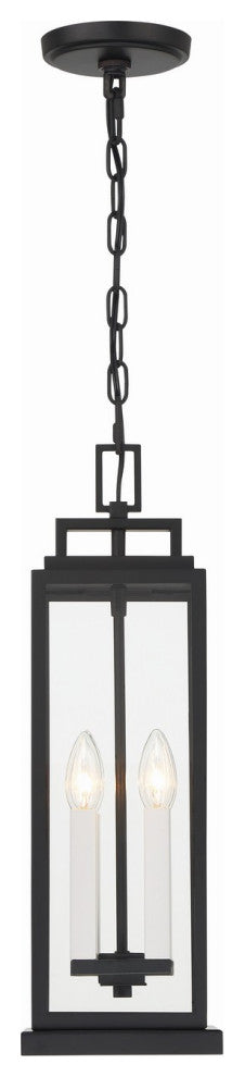 Aspen Four Light Outdoor Pendant, Matte Black