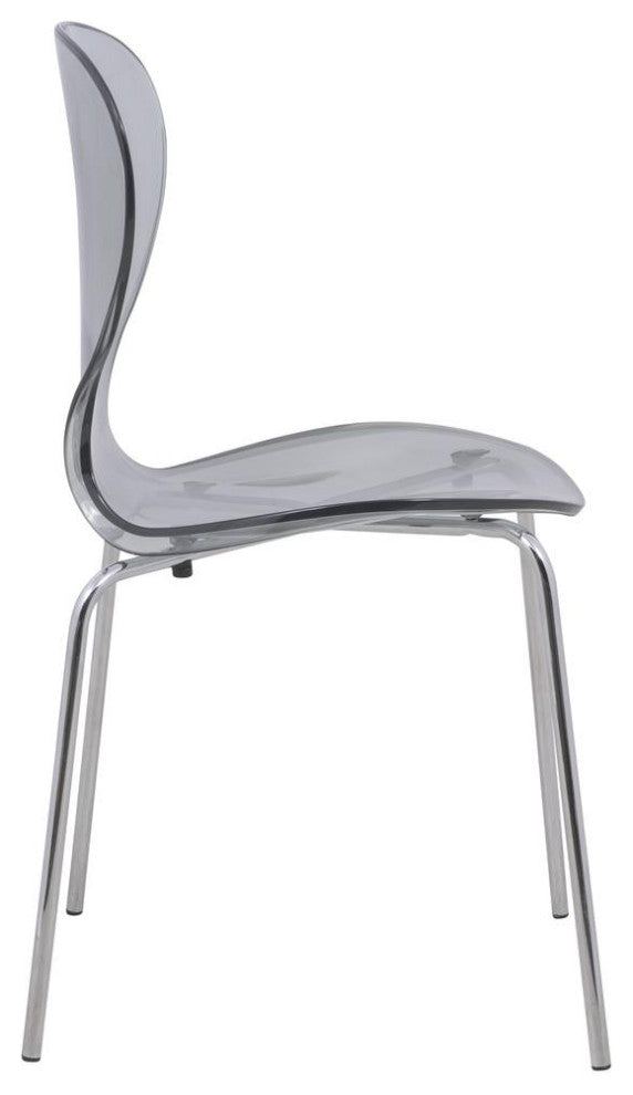 LeisureMod Modern Oyster Transparent Side Chair Transparent Black