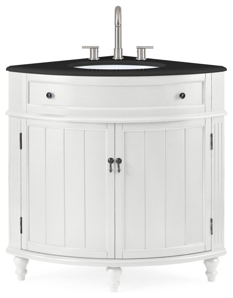 24 Inch Triadsville Grey Corner Design Bathroom Vanity With Quartz Top, White