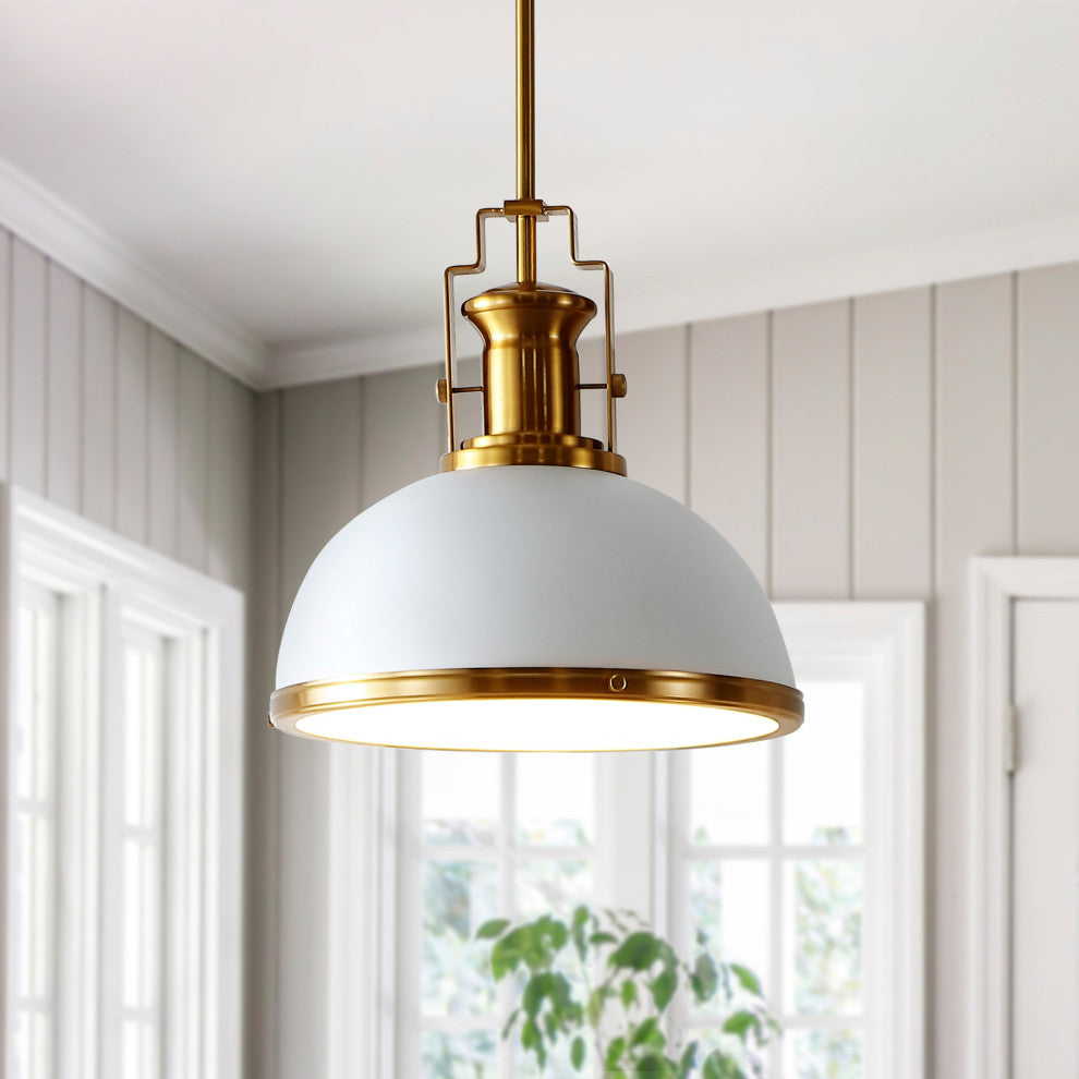 Stella Moravian Star Metal/Glass LED Flush Mount, Brass Gold/White, Width: 13"