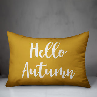 Hello Autumn Lumbar Pillow, Mustard, 14"x20"