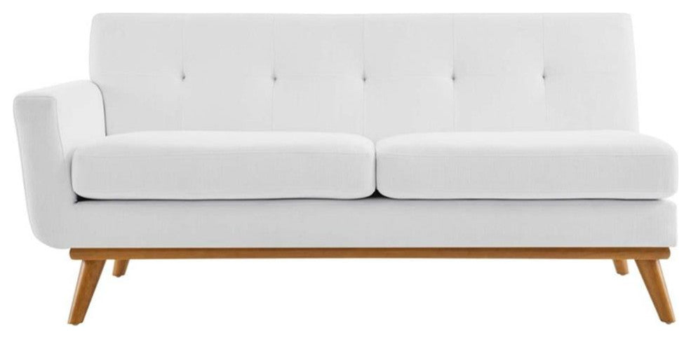Engage Left-Arm Upholstered Fabric Loveseat White
