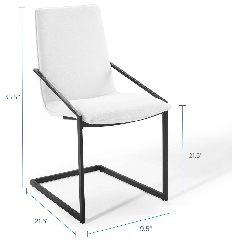 Side Dining Chair, Fabric, Metal, Black White, Modern, Cafe Bistro Restaurant