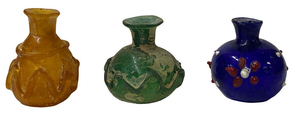 3 Piece Distressed Look Color Glass Small Bottle Vase Display Hws2469
