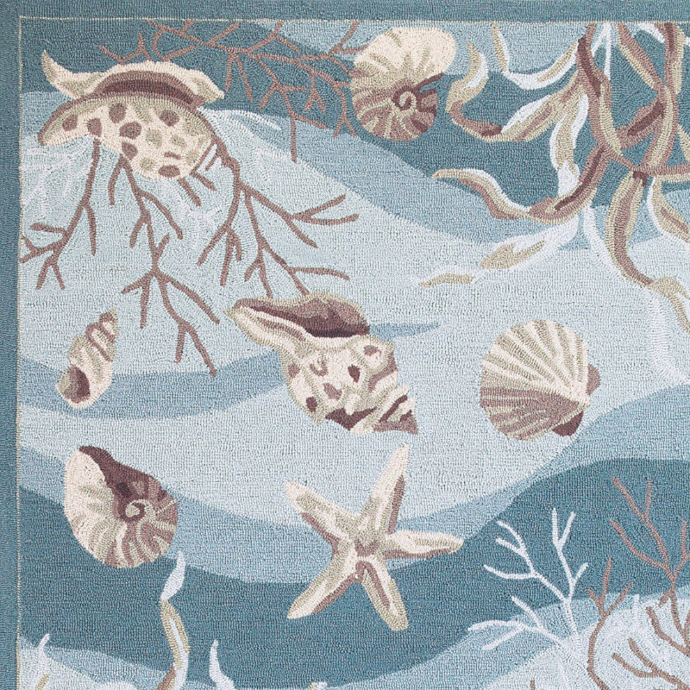 KAS Sonesta 2003 Seafoam Shells Area Rug, 2'x7'6" Runner