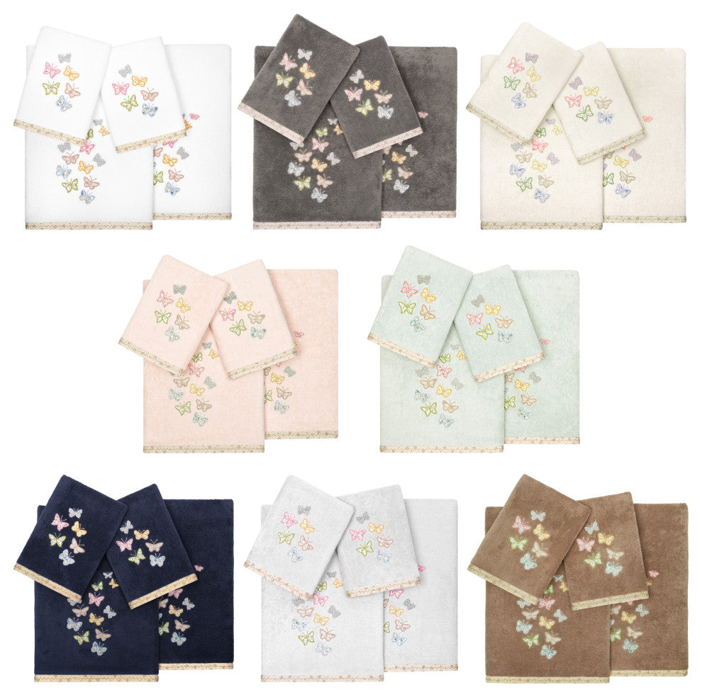 Linum Home Textiles 100% Turkish Cotton MARIPOSA 4PC Embellished Towel Set