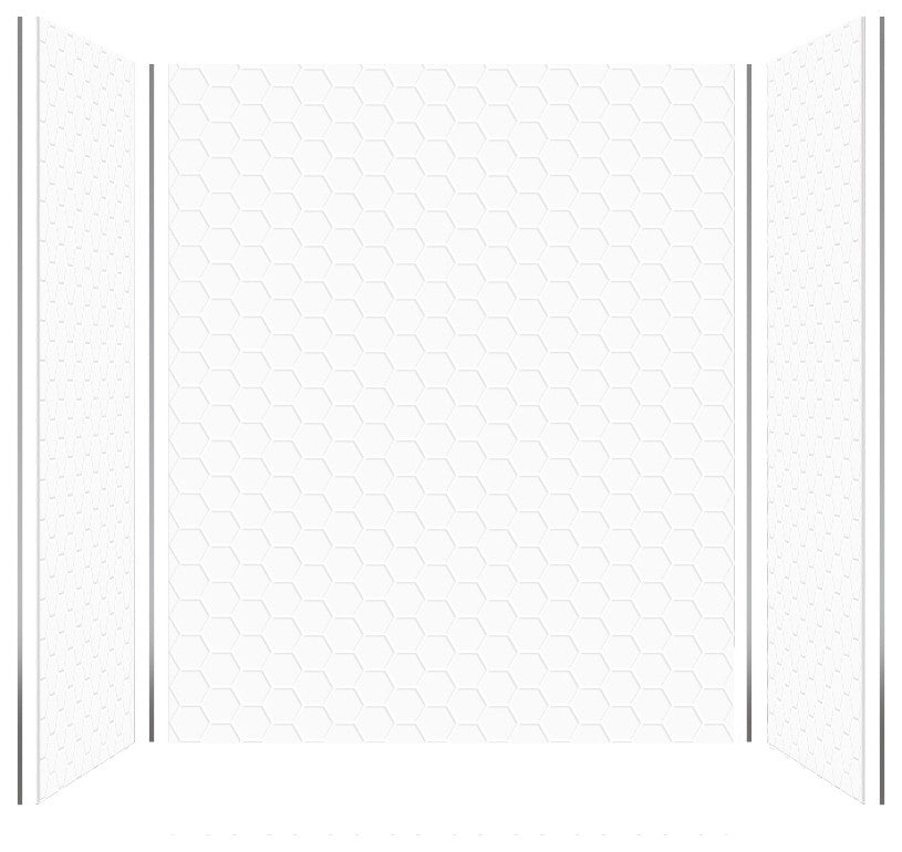 Transolid PWK603672-331 Prodigy 60"x36"x72" Shower Wall Kit, White Hexagon
