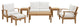 Modern Contemporary 7-Piece Set, Outdoor Patio Teak Sofa Set, White Wood