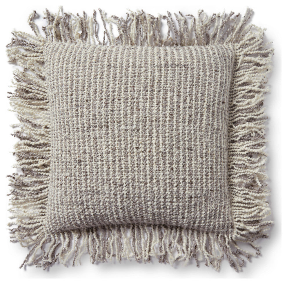 Loloi PLL0033 Ivory / Beige 22" x 22" Cover w/Poly Pillow