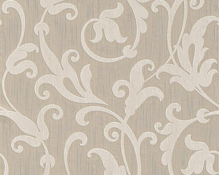 Tessuto, Baroque Fabric Beige Wallpaper Roll, Wall Decor Accent