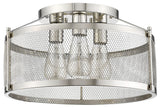 3 Light Industrial Semi-Flush Lighting Fixture in Chrome