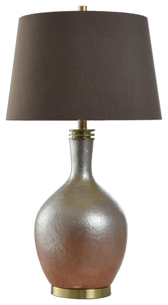 Gradient Gold Table Lamp Metallic Polyresin and Brushed Brass Brown Shade
